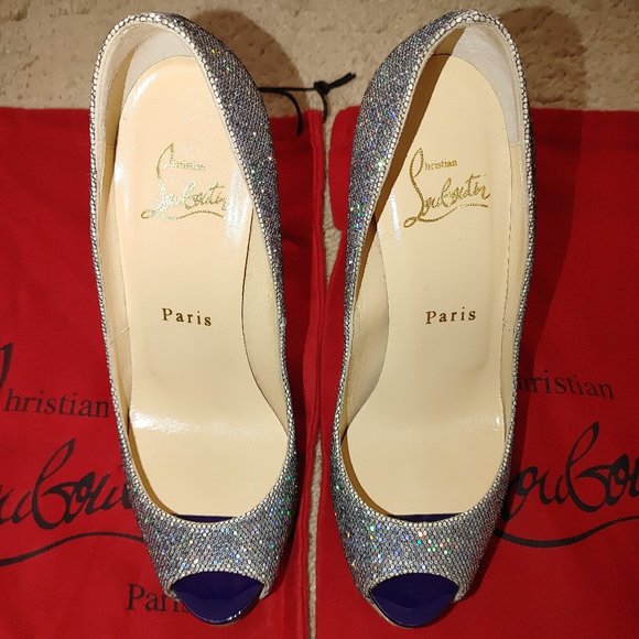 Christian Louboutin NEW VERY PRIVE 120 GLITTER DISCO BALL heels 35.5 like new - Picture 2 of 16